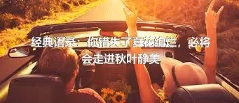 经典语录：你错失了夏花绚烂，必将会走进秋叶静美